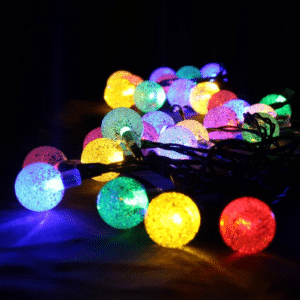 Aurora solcelle partylyskæde med kuglelys (50 LED, flerfarvet)